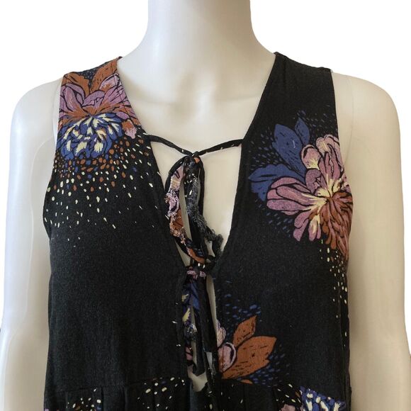 Free People Lovely Day Printed Tunic Dress Size S Black Sleeveless Boho Style - Picture 4 of 11